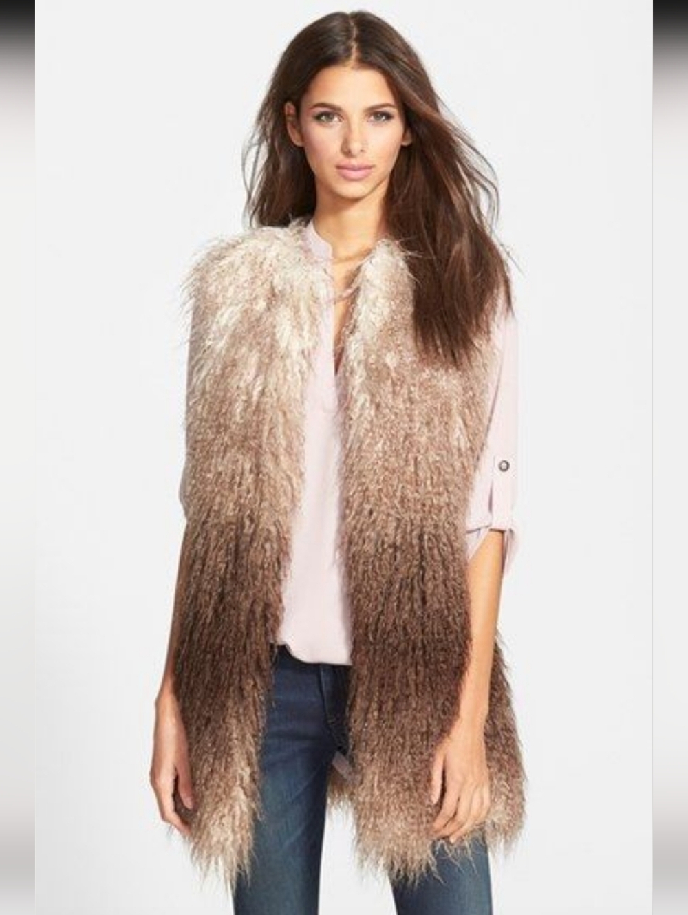 Steve Madden Ombre Brown Faux Fur Vest